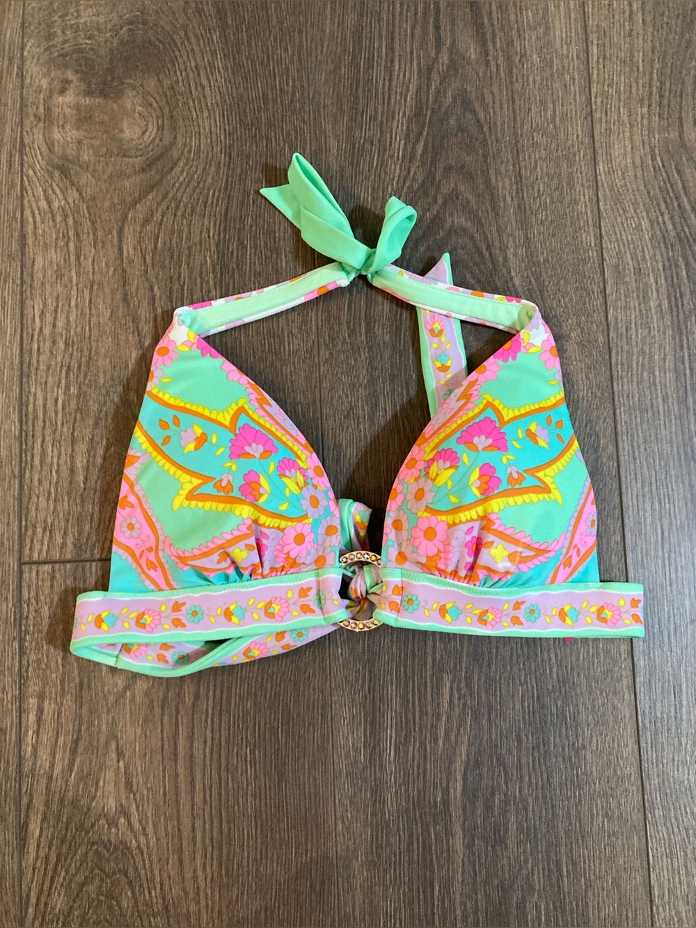 Victoria's Secret swimsuit Push Up Triangle Paisley PrintBikini Top Size Small